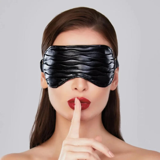 Adore® Butter Soft Ruched Faux Leather Mask – Black (O/S) - Accesories - by ALLURE LINGERIE - The Pink Case Sex Shop