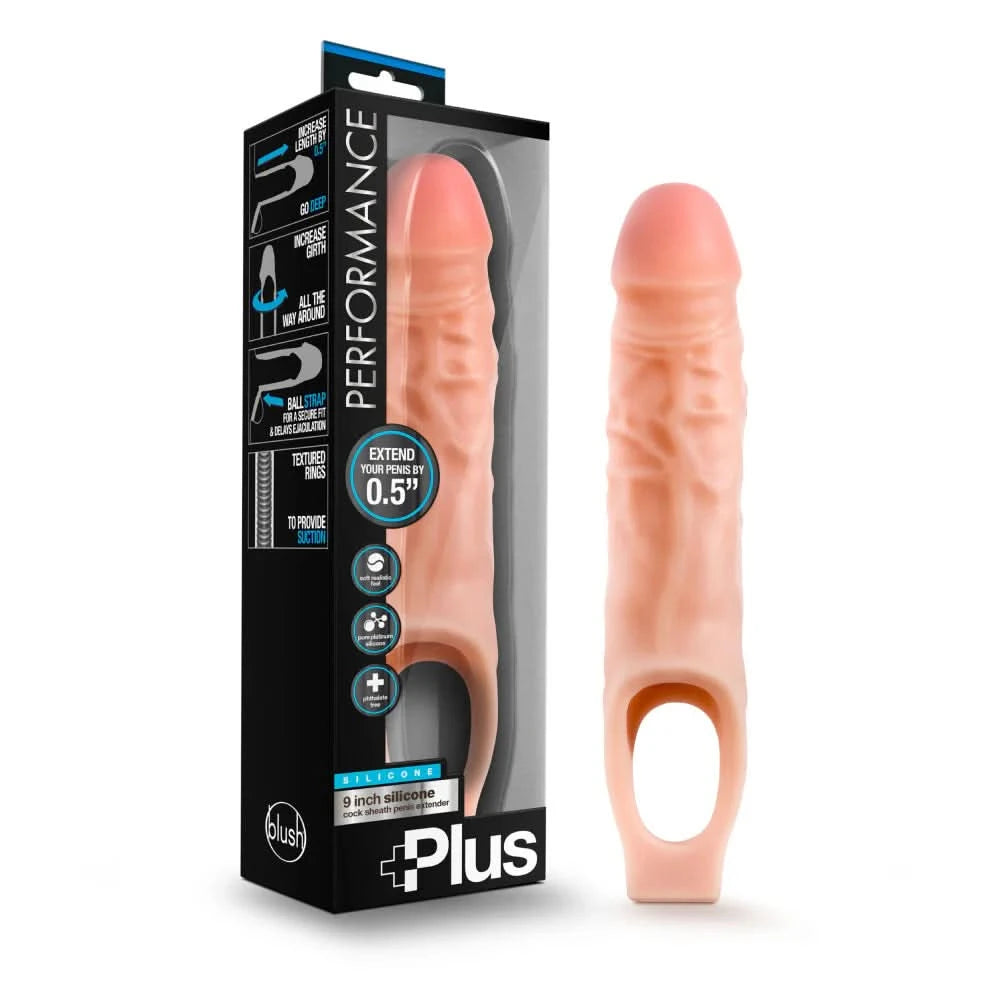 Performance PLUS Cock Sheath Penis Extender 9″ – Vanilla - Penile Extension and Sleeves - by BLUSH - The Pink Case Sex Shop