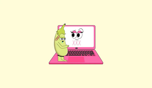 a caricature pear on a laptop - Rethinking Porn: why it might be time to press pause