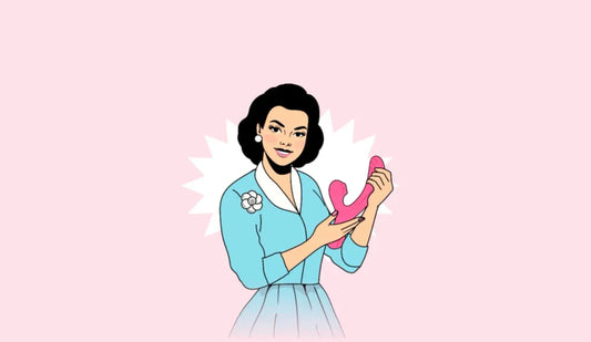 Caricature of a woman holding a suction toy - The 5 Most Common Myths About Using Sex Toys
