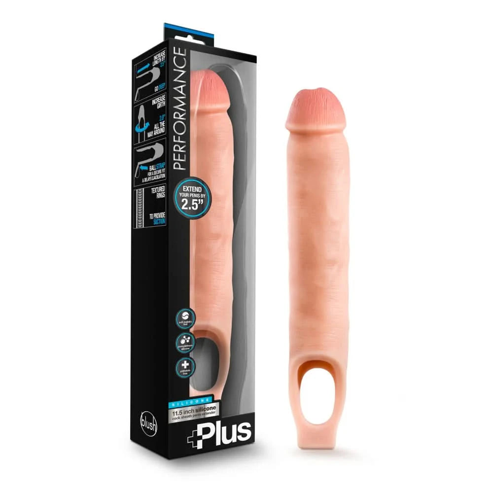 Performance PLUS Cock Sheath Penis Extender 11.5″ – Vanilla - Penile Extension and Sleeves - by BLUSH - The Pink Case Sex Shop